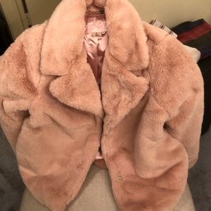 Pink fax fur jacket, soft light pink